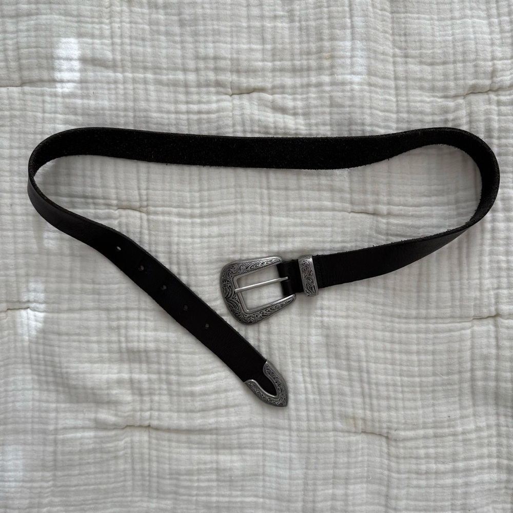 Black and silver western belt